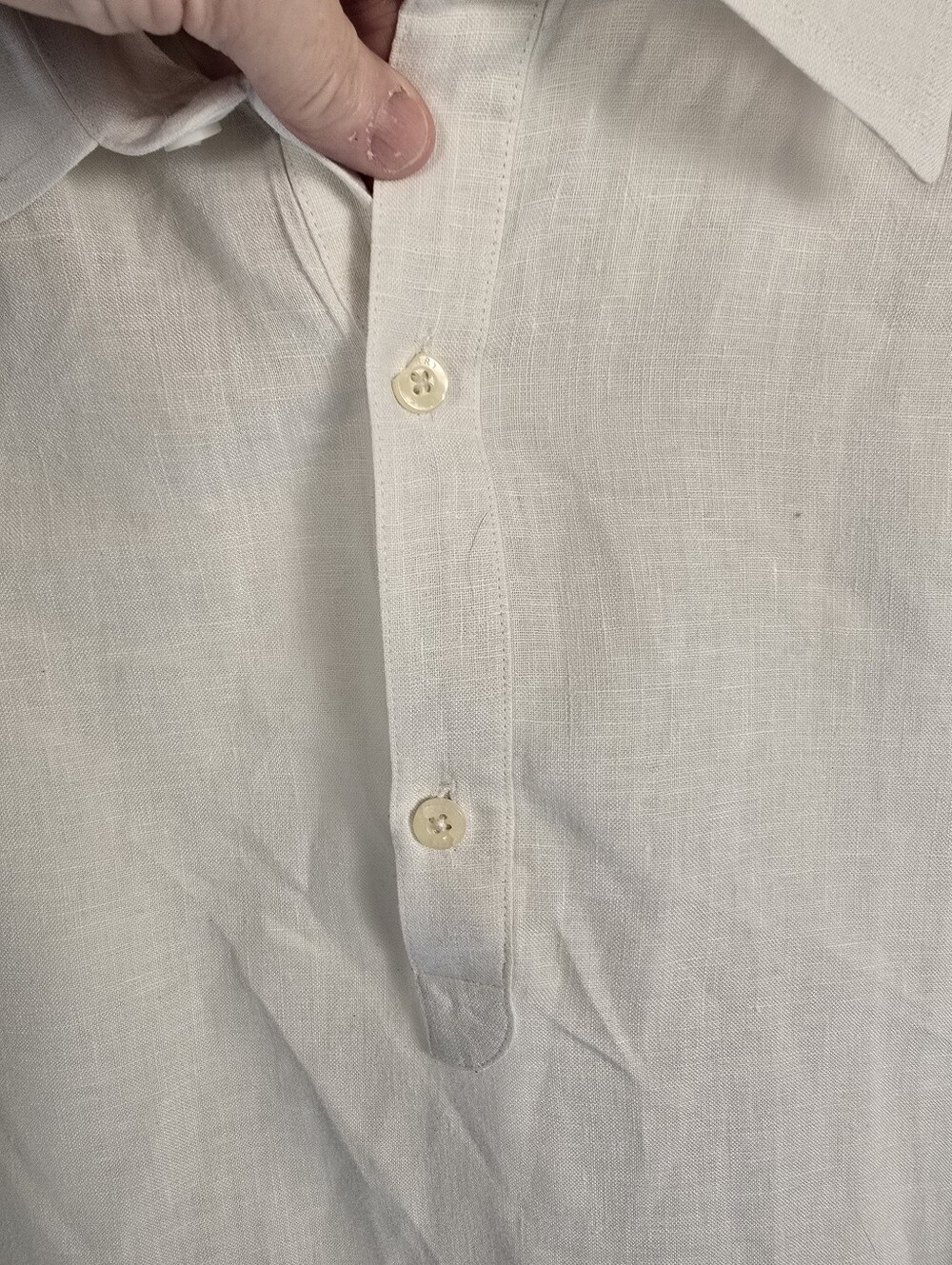 Perry Ellis White L Sleeve Linen 3 Button Resortwear Shirt. Mens Sz XL - Picture 6 of 10